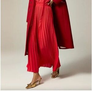 J. Crew Red Pleated Skirt